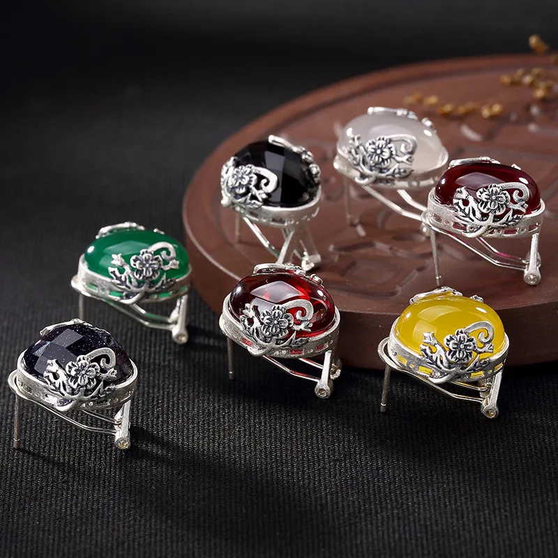 2018 новые модные серебряные серьги S990 из халцедона граната Красного Корунда