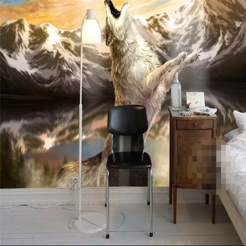 Beibehang бумажный Настенный декор Злой Волк и день Рор снег кафе настенное покрытие