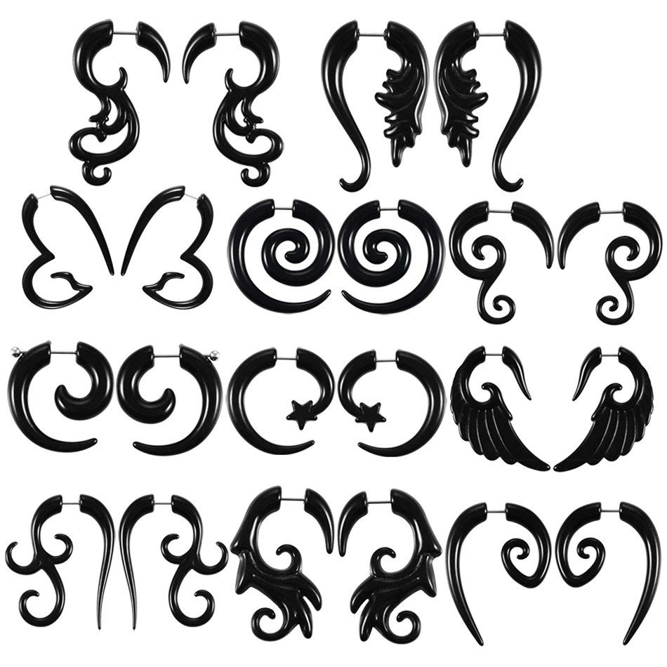 Акриловые черные спиральные ушные конические манометры 2 шт. витые расширители