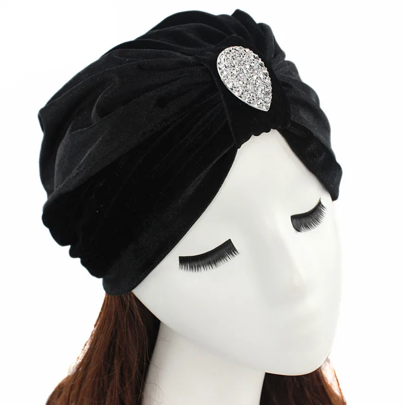 Мусульманская женская велюровая эластичная оборками покрывало для головы с бирюзками и шапочка для химиотерапии от рака с прядями шарфа на волосы Покрытие для головы Покрытие для волос Hijab Аксессуары для волос