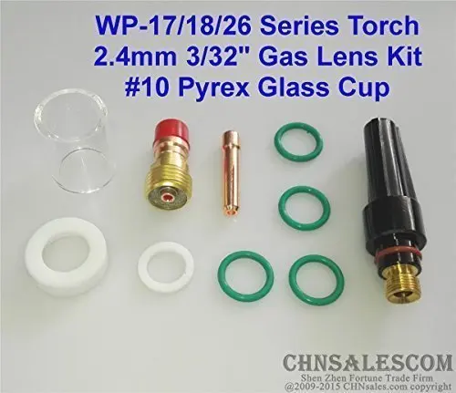 CHNsalescom10 pcs TIG Welding Stubby Gas Lens #10 Pyrex Cup Kit for Tig WP-17/18/26 3/32&quot 2.4mm 90A-180A regular current use |