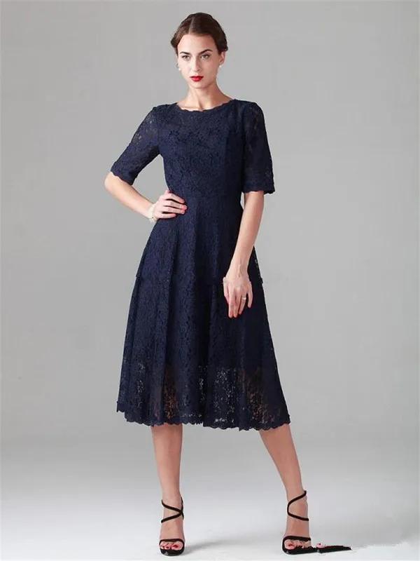 Элегантные темно-синие платья для матери невесты длинные кружевные коктейльные