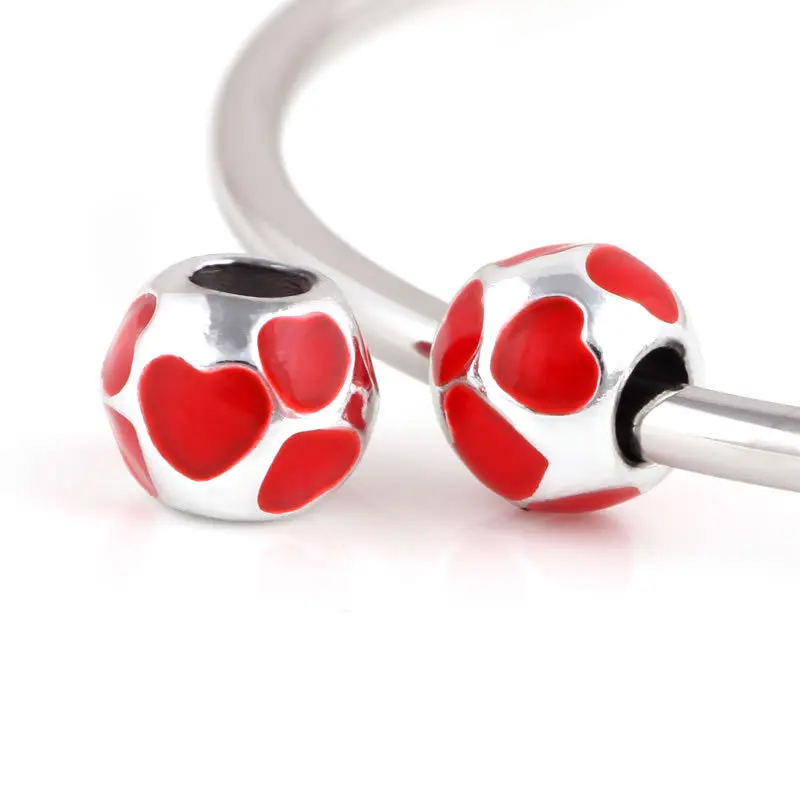 10 шт. в партии бусины с серебряным покрытием виде красного сердца европейском