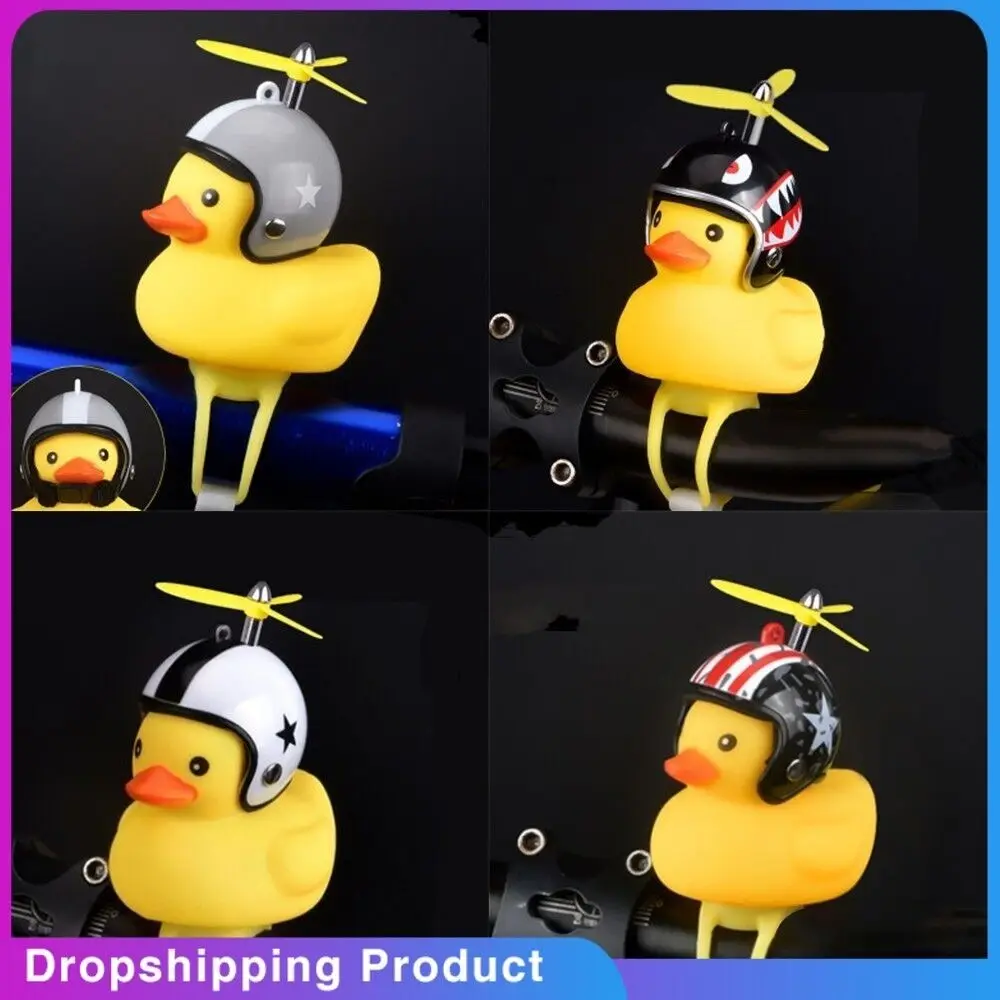 1pc Cartoon Yellow Silica Little Duck Helmet Head Bicycle Light Shining Mountain Bike Handlebar Bell Accessories | Спорт и