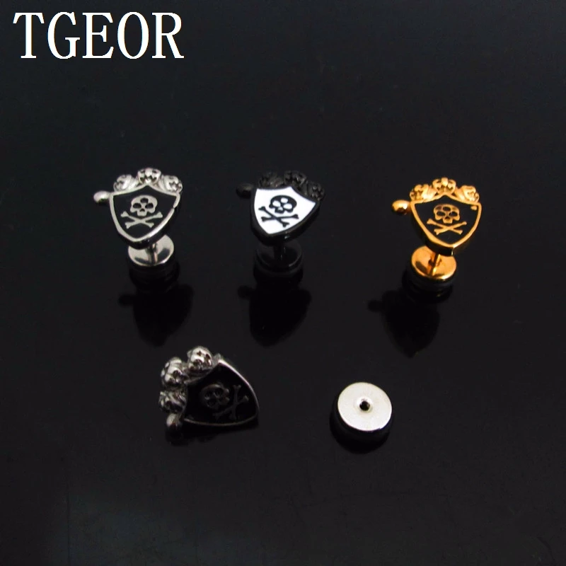 Иллюзия обман Серьги 1 пара 2*6*6/(11*12) мм экран из нержавеющей стали с черепом ухо