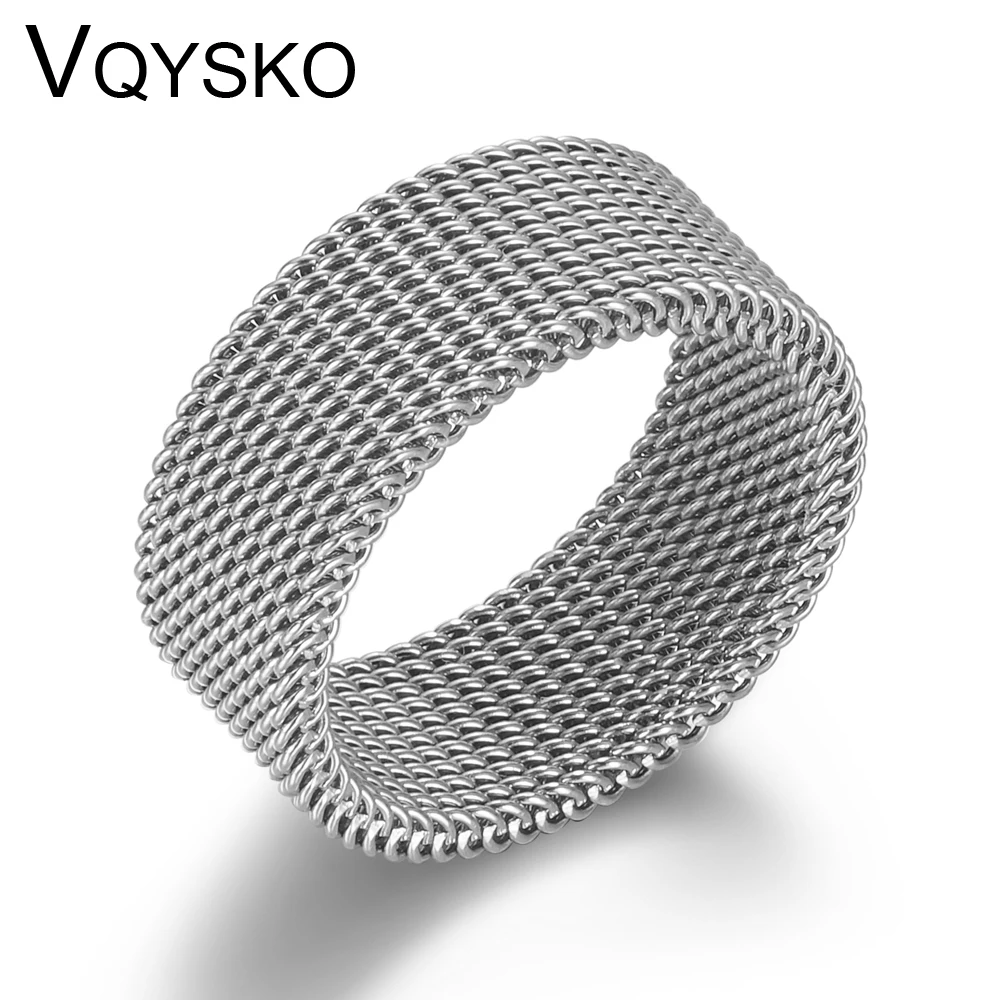 Женское кольцо из нержавеющей стали с сеткой