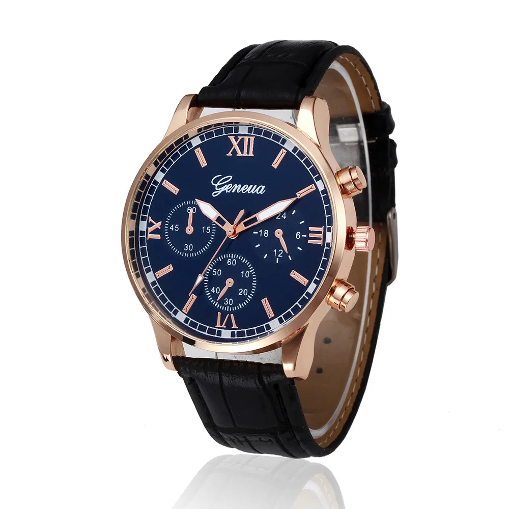 2016 Men Watches Fashion Casual Mens Analog PU Leather Quartz-Watch Clock Male Wristwatches Relogio Masculino # | Наручные часы