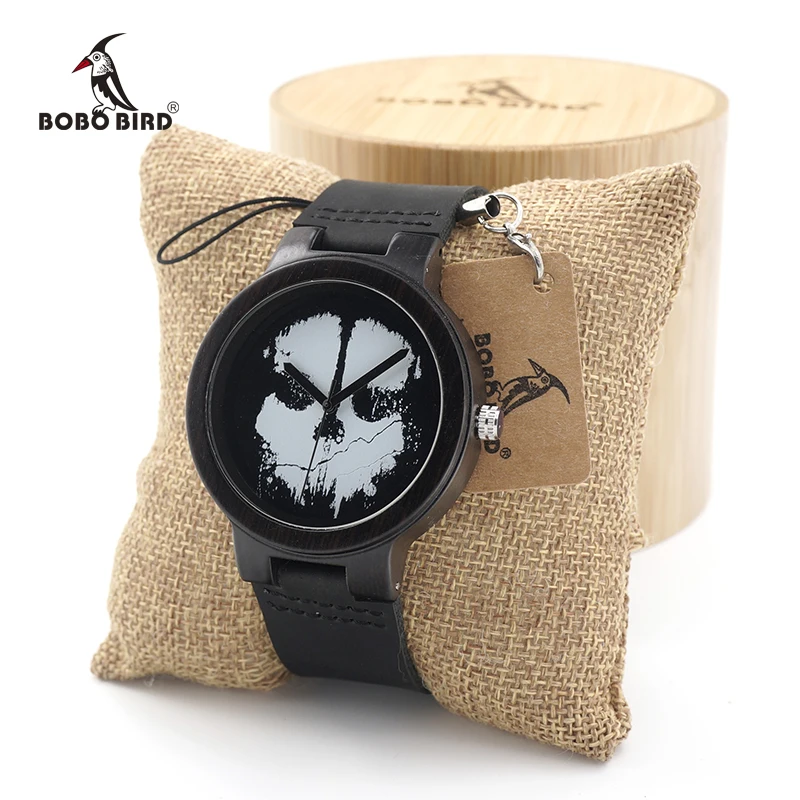 BOBO BIRD часы-браслет из черного дерева деревянные часы дамы с логотип скелета