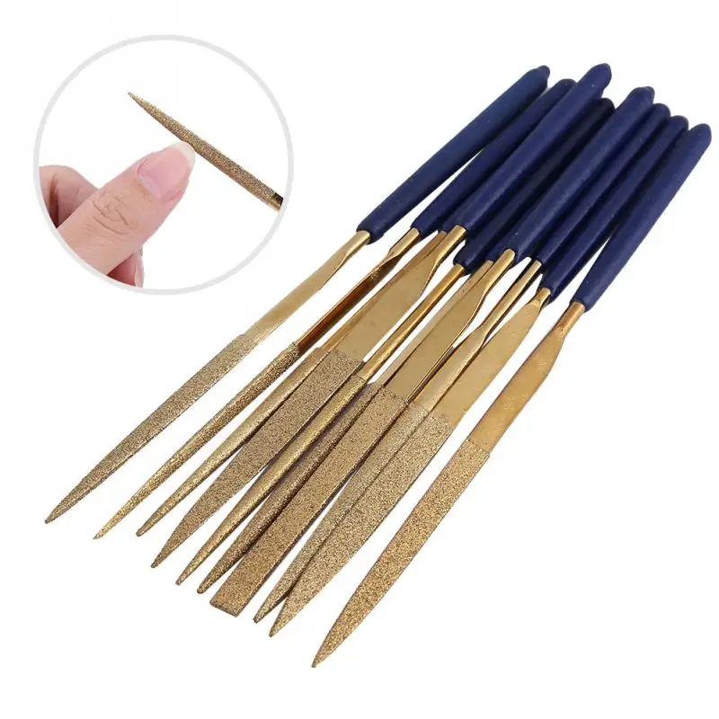 10 шт. алмазные игольчатые напильники с покрытием из титанового сплава набор