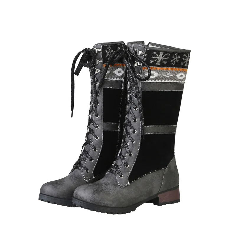 Женские ботинки зимние теплые с круглым носком для снега черные женщин | Обувь