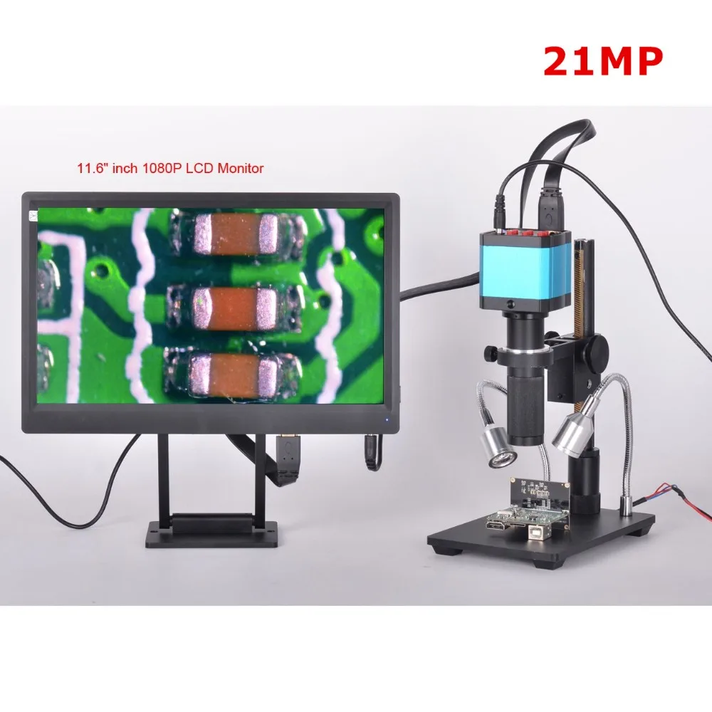 Полный набор 21MP HDMI 1080P HD USB цифровой промышленный видео осмотр микроскоп камера 150X
