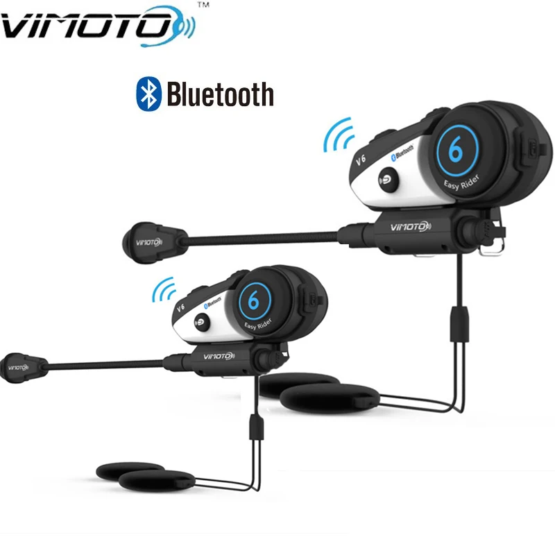 2 шт. VIMOTO V6 Bluetooth домофон мотоциклетный шлем переговорная гарнитура