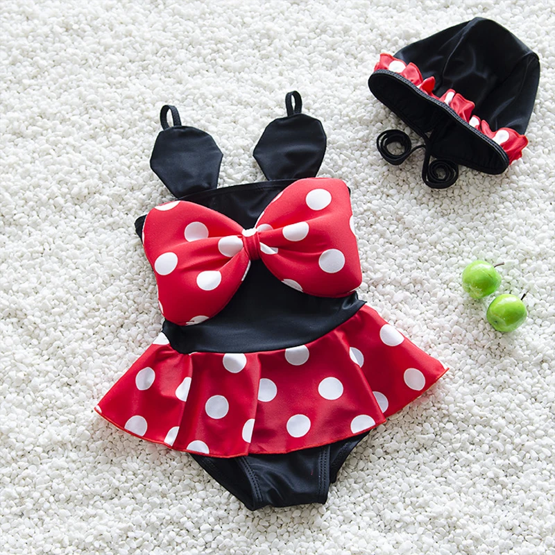 2018 Children Cartoon Swimwear Girls One Piece Swimsuit Kids Swimming Suit Baby Bikini Lovely Bowknot Lotus Leaf Hemline | Спорт и