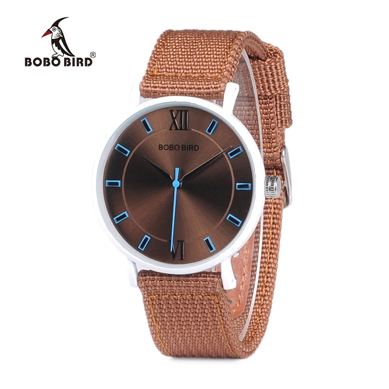 BOBO BIRD часы из нержавеющей стали для женщин силиконовый нейлоновый ремешок