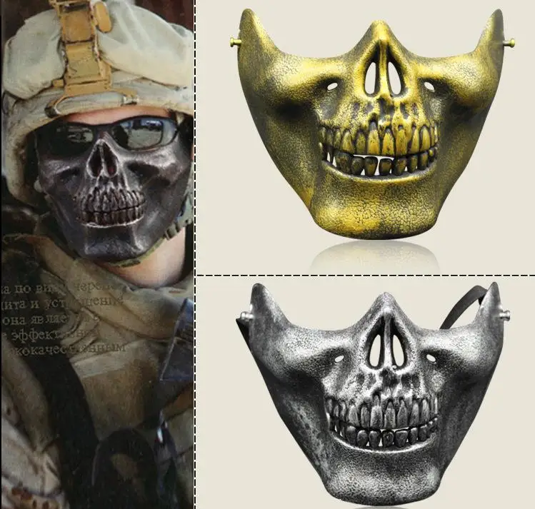 2017 Nuevo 100 unids lote CS Череп Скелет страйкбол Пейнтбол защита для половины лица тушь