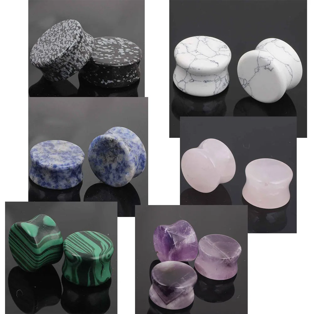 JUNLOWPY натуральный камень затычки для ушей и туннели расклешенные Tragus Helix серьги