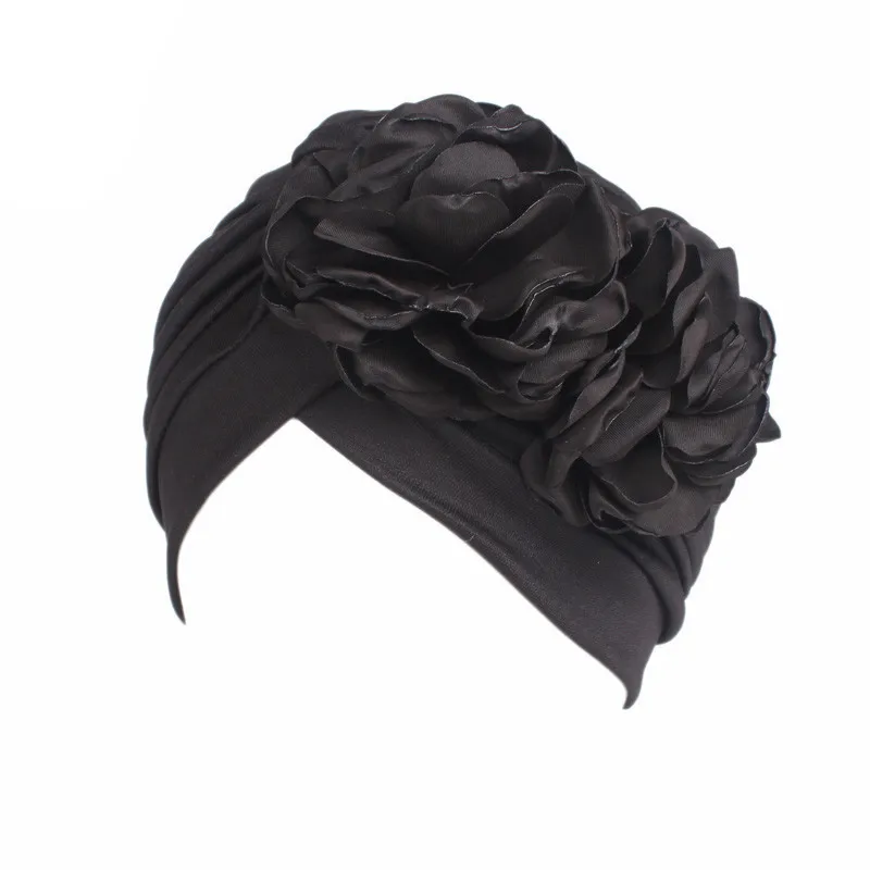 Новый однотонный хлопковый женский шарф-тюрбан из поплина с цветами и рюшами