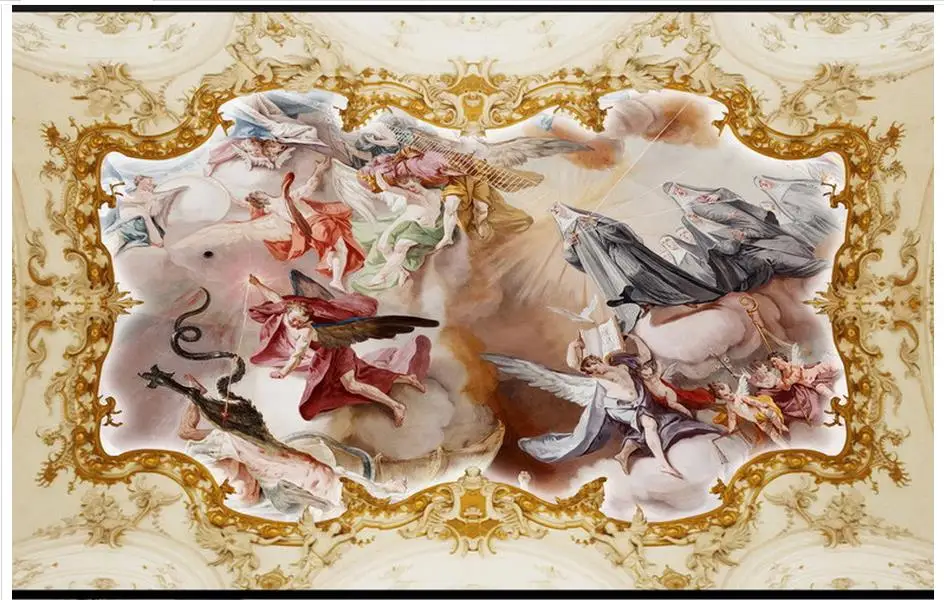 Пользовательские 3d обои потолочные фрески облака Ангел Бог Христос миф