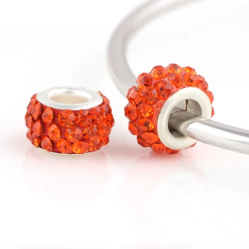 Серебряные стеклянные бусины круглые оранжевые стразы металлические распорка