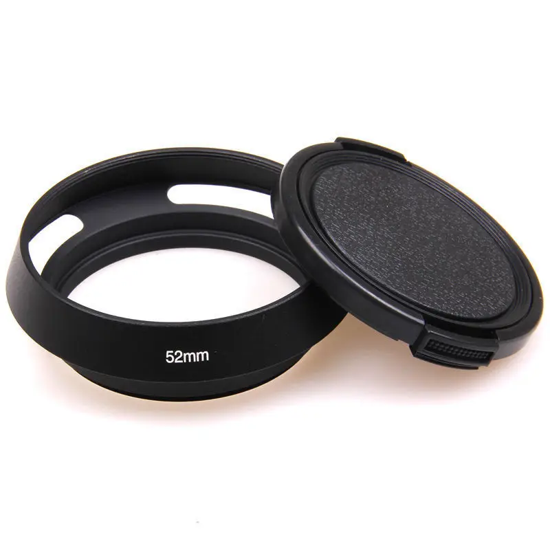 52 мм винтовая металлическая наклонная вентилируемая бленда объектива + крышка