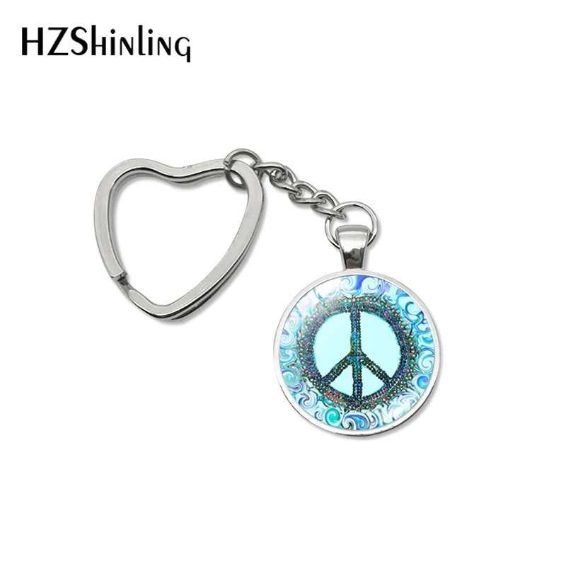 Брелок для ключей 2019 с рисунком сердца знак хиппи подарки брелок ручной работы
