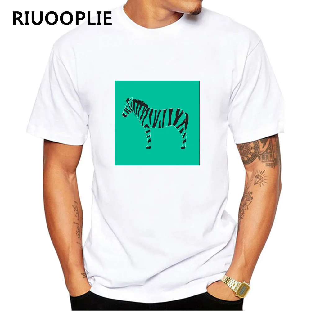 RIUOOPLIE лошадь рисунок принт в зеленый справочный футболки хлопок короткий рукав