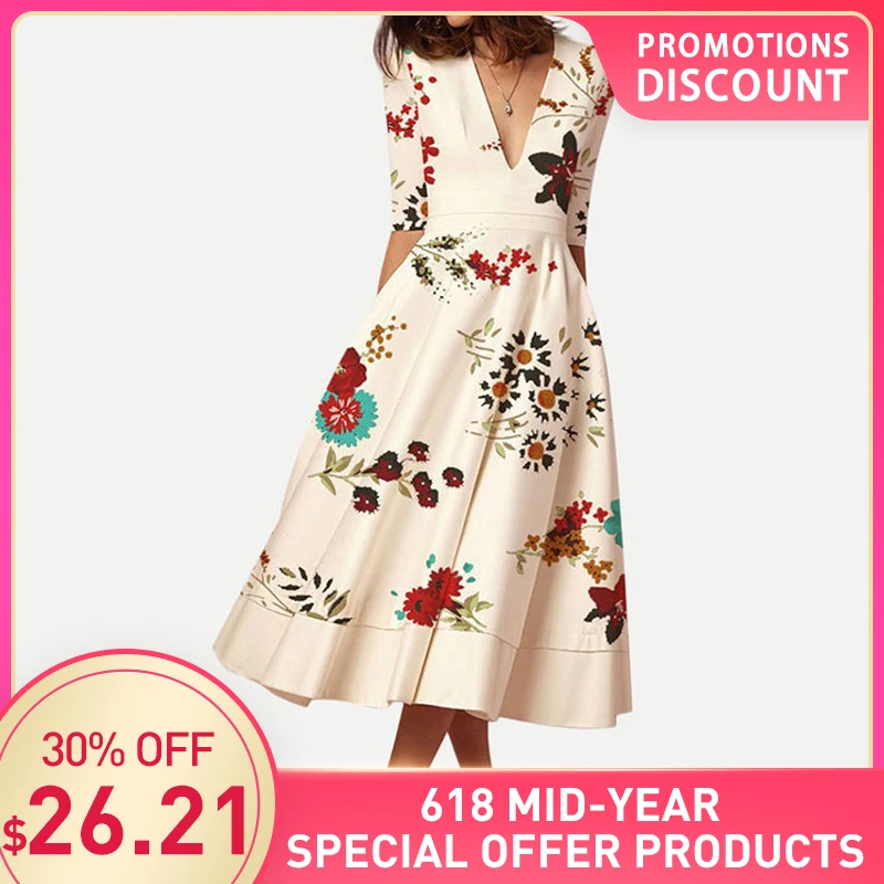 PADEGAO/2019 летнее женское платье с v образным вырезом и принтом модное длинное