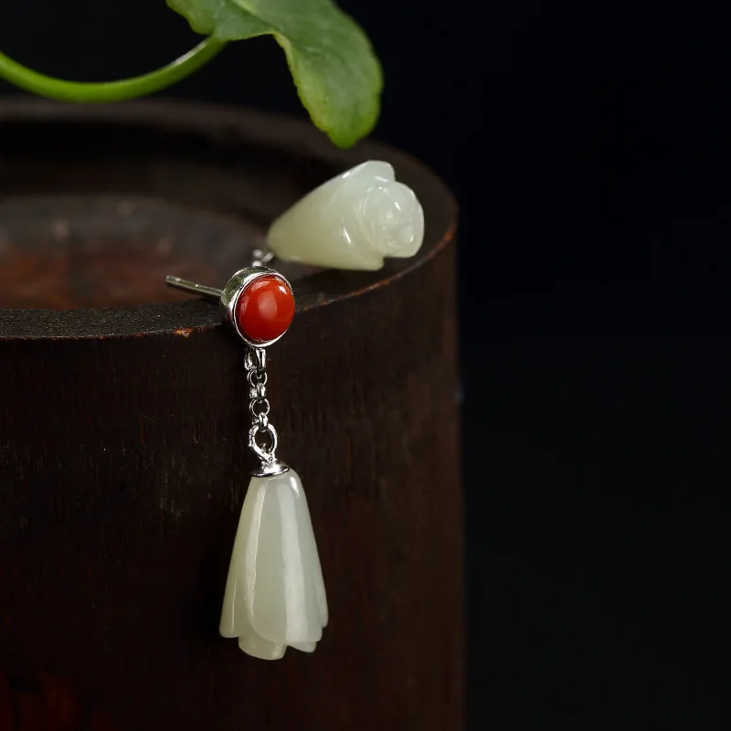 Женские серьги из серебра 925 пробы с нефритом | Украшения и аксессуары