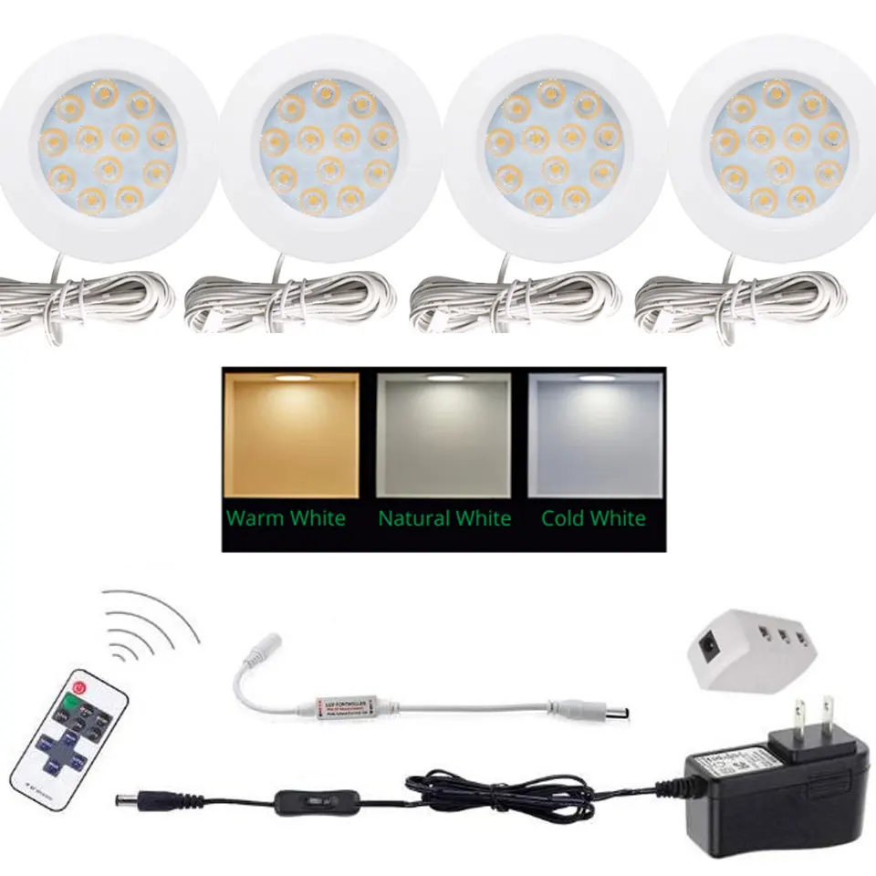 4 шт./компл. 12 В 3 Вт Светодиодная подсветка под шкаф беспроводной ИК-пульт