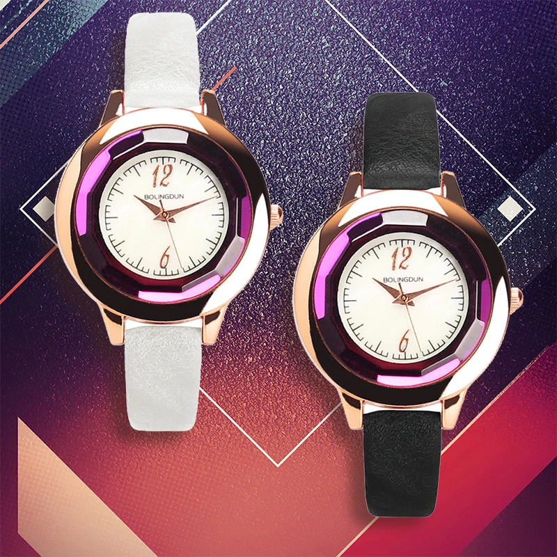 Женские наручные часы с большим циферблатом кварцевые простым дизайном и