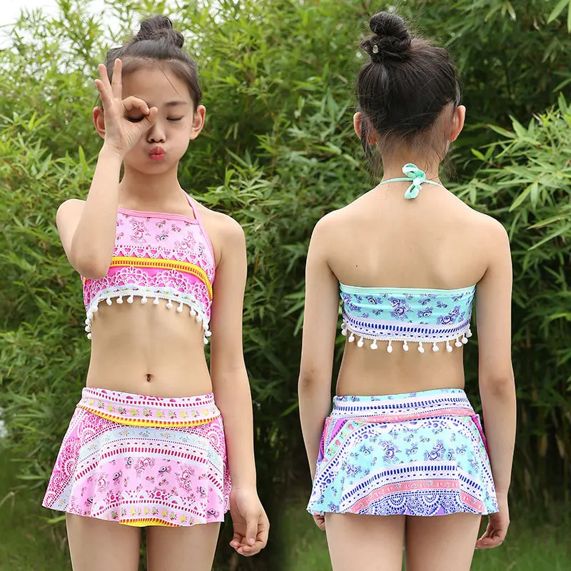 5-11Y Girl's Split Swimwear Children Swimsuit High Waisted Baby Print Bathing Suit for Kids Girl Tankini Beachwear |