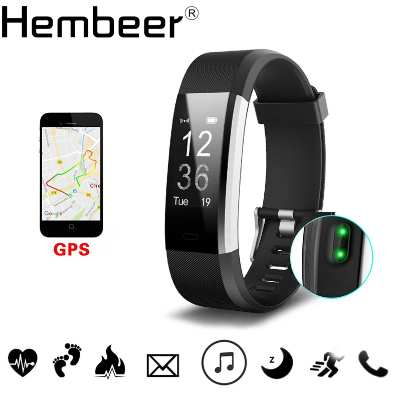 Смарт браслет Hembeer H115HR PLUS GPS пульсометр фитнес трекер счетчик шагов Браслет