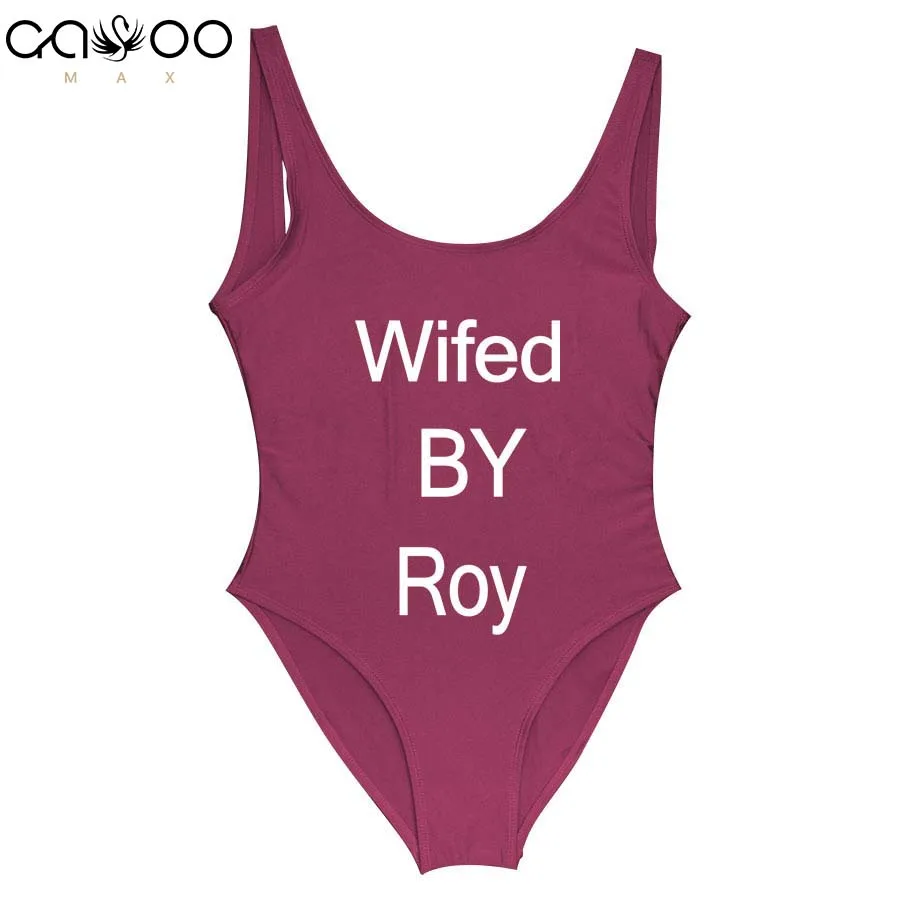 2018 Women Sexy One Piece Swimsuit Letter Swimwear Funny Monokini Female Bathing Suits High Cut Swimming Jumpsuit | Спорт и