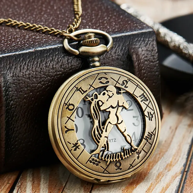Карманные часы 12 созвездий для мужчин и женщин с брелоком в виде Лео зодиака