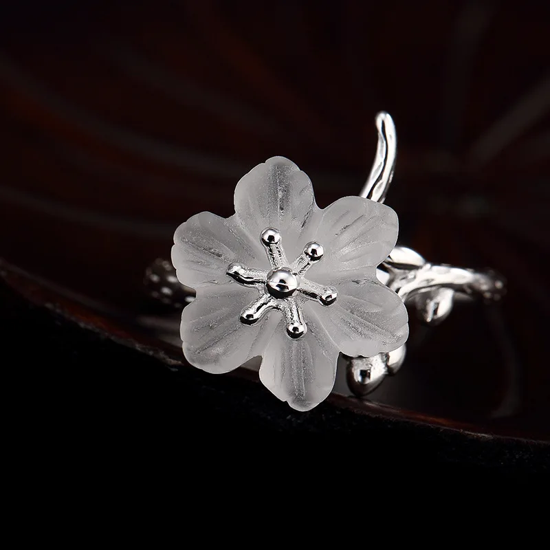 Кольцо из чистого серебра 925 пробы с мозаикой кристаллов лотоса Ms Han Edition