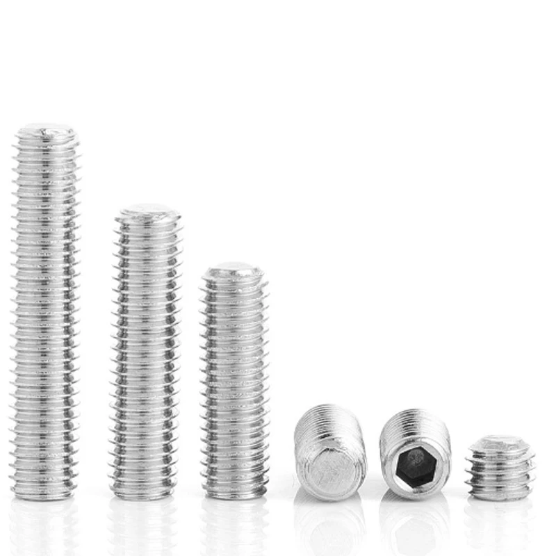 20pcs DIN913 M3 M4 M5 12-40mm 304 Stainless Steel A2 Metric Thread Grub Screws Flat end Point Hexagon Socket Headless Set Screw - купить по