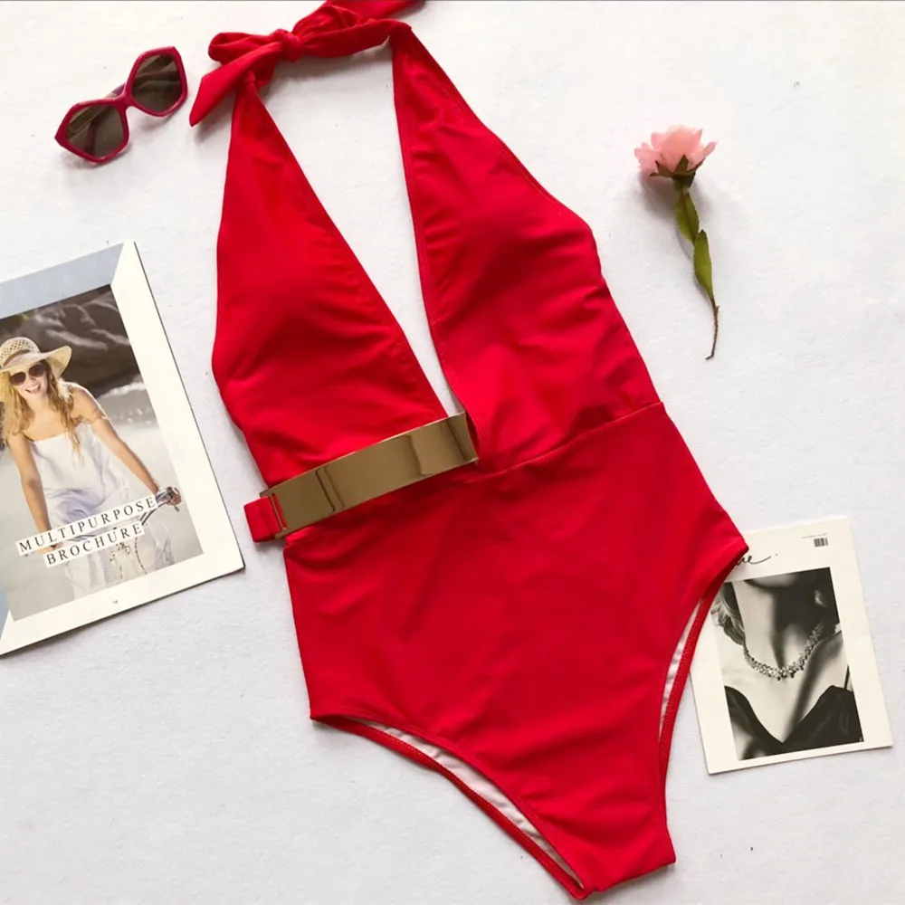 Одна деталь купальный костюм Для женщин Боди Sexy V ванный комплект женский пляжная