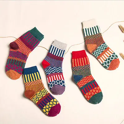 5 Pairs Women Wool Cashmere Warm Soft Thick Casual Multicolor Winter Socks HOT Sales | Женская одежда