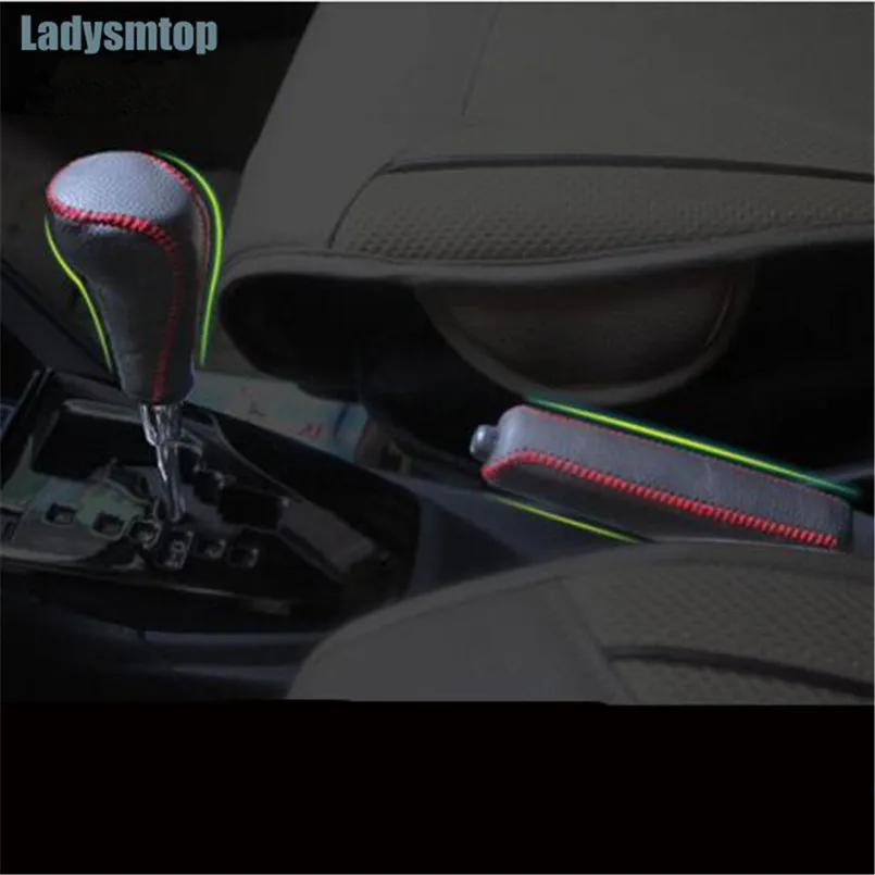 Ladysmtop автомобильный Стайлинг специальная ручная строчка черная кожаная ручка