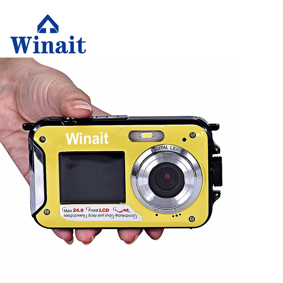 Max 24mp winait waterproof digital camera DC-16 full hd 1080p with dual display free shipping | Электроника