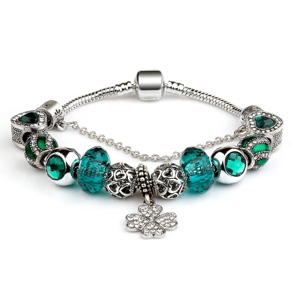 Серебряный покрытый Браслет на змеиной цепочке с зелеными кристаллами в европейском стиле для женщин, розовые самодельные браслеты Дружбы для Мамы.