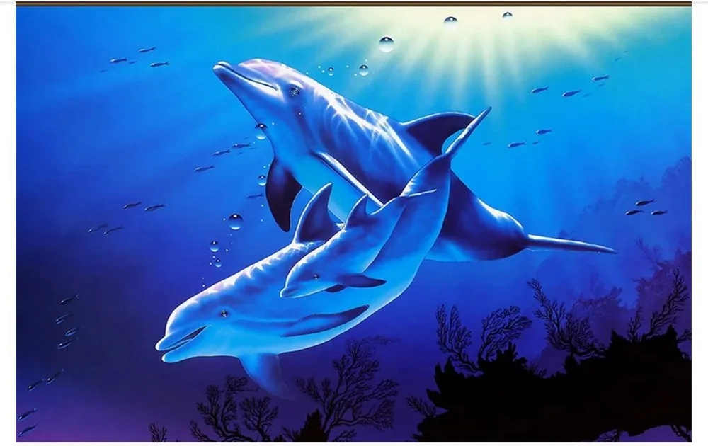 Пользовательские фото обои 3d Зенит фрески Синий Океан Дельфин Фреска потолок