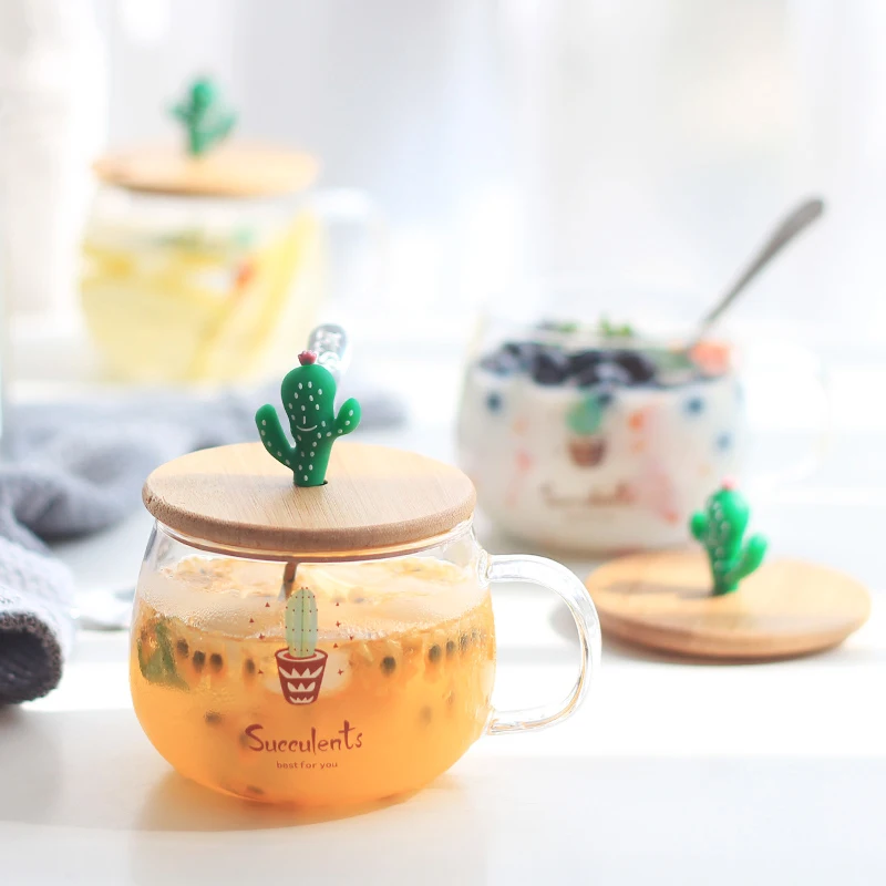 Термостойкая чашка с изображением милого кота цветная мультяшная крышкой