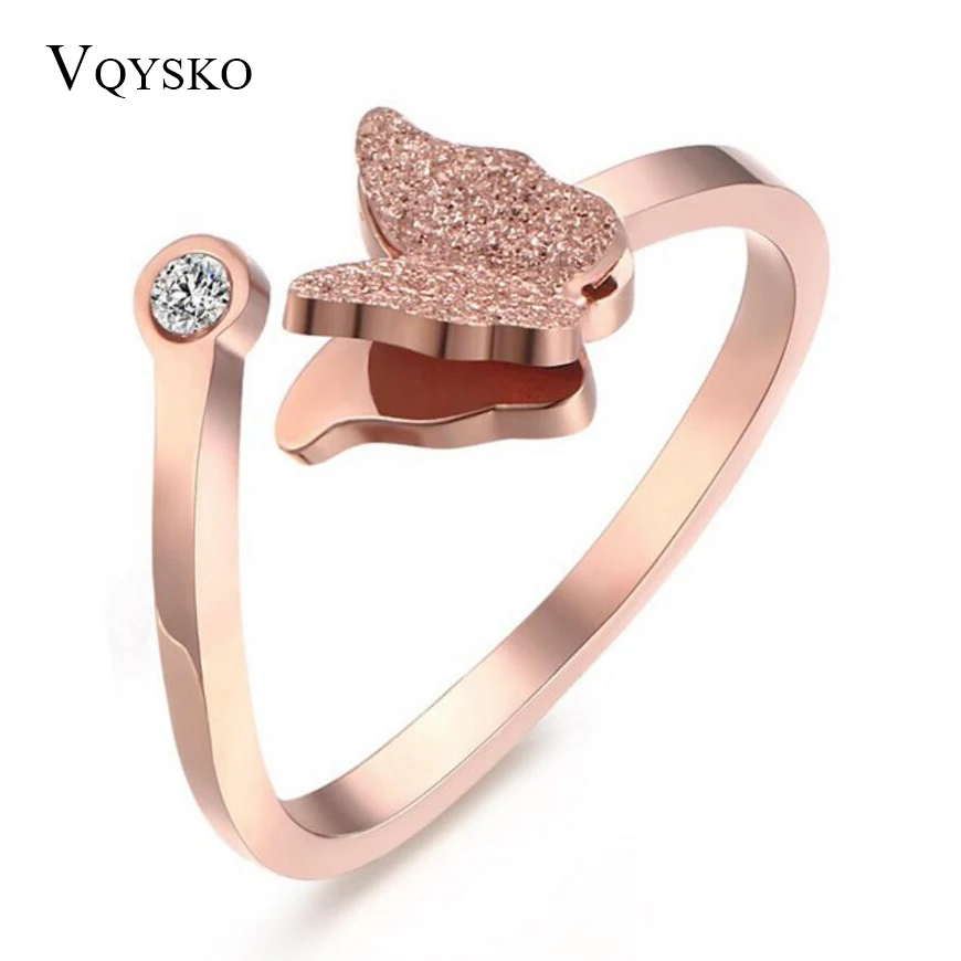 Женское кольцо-бабочка элегантные кольца из титановой стали розового золота с