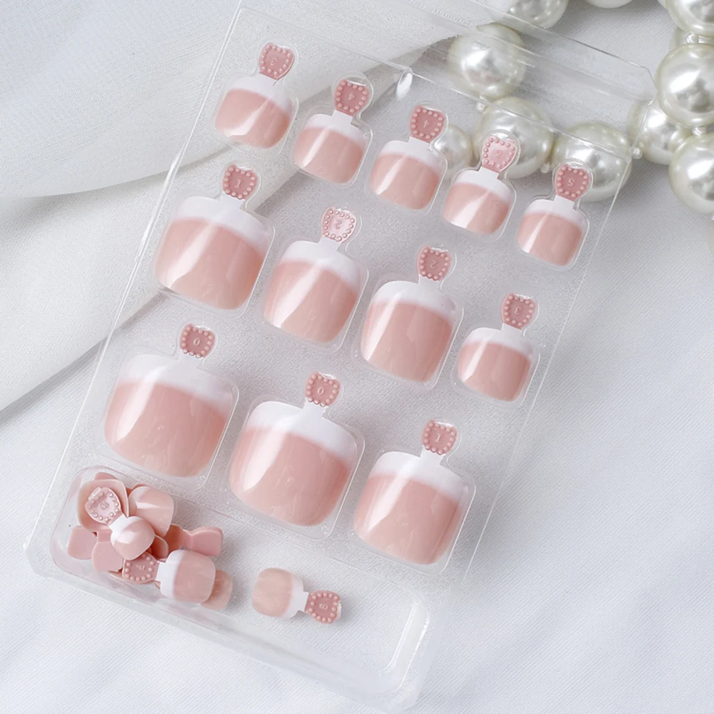 24Pcs False Toenail Tips Set French Full Cover Fake Toe Nail for DIY Manicure DecorationHK60 | Красота и здоровье