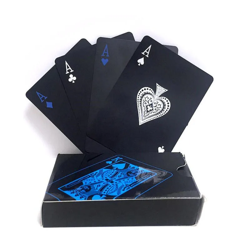 Cool Black Waterproof Plastic PVC Playing Cards 1 Set Pure Color Poker Card Close-up Magic Game Board Games | Спорт и развлечения