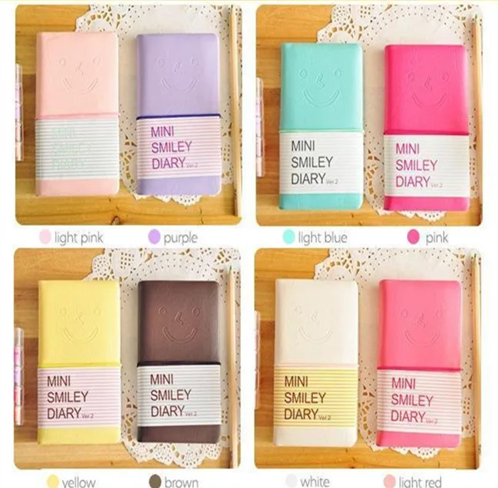 1 шт./лот Kawaii ежедневник со смайликом сладкие конфеты сплошной цвет кожа смайлик