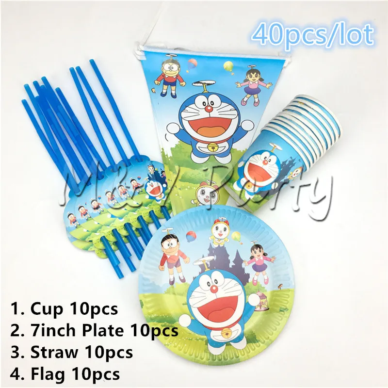 40 шт./лот Cartonn Doraemon тема партии одноразовая посуда набор бумажный стаканчик