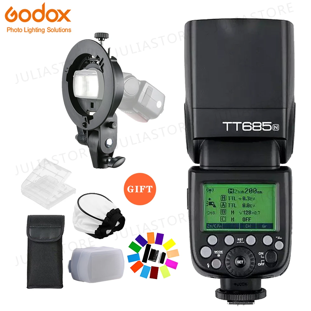 Godox TT685 TT685N 2.4G Wireless HSS 1/8000s i-TTL Camera Flash Speedlite + Bowens S-Type Bracket for Nikon DSLR Cameras | Электроника
