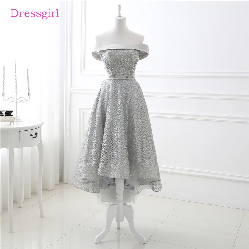 Серебряные вечерние платья а-силуэта кружевное женское длинное вечернее платье